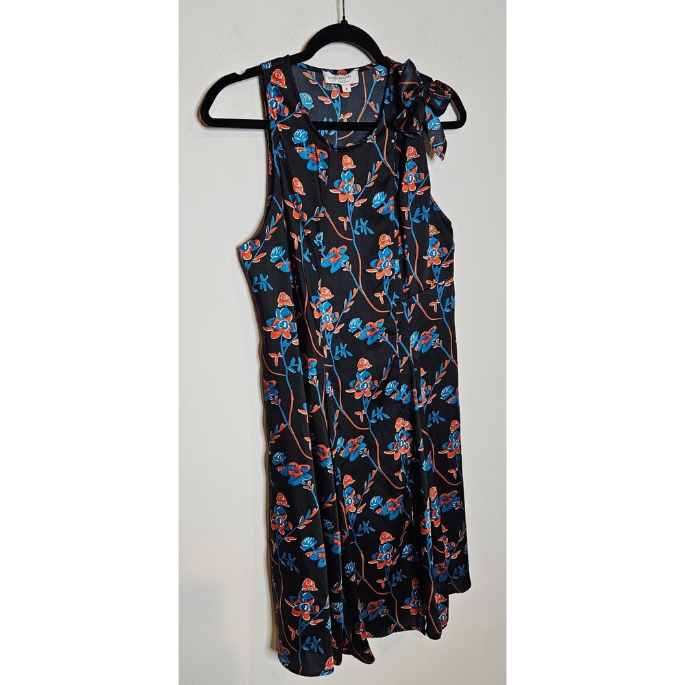 Thakoon Collective x RTR Black Daisy Dress Floral Sleeveless Tie Neck Size 8 - Picture 3 of 6